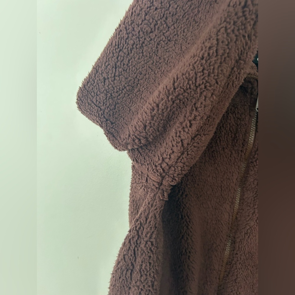 Athleta Coat Womens M Brown Full Zip Sherpa Tugga Jacket - Picture 7 of 12